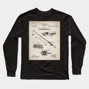 Fishing Rod Patent - Fishing Art - Antique Long Sleeve T-Shirt